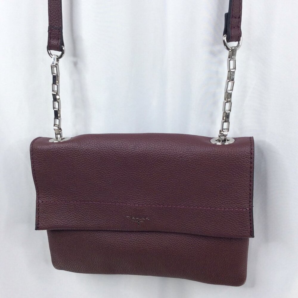 Tahari Soft Burgundy Pebbled Leather Small Crossbody Shoulder Bag Purse - Picture 1 of 10